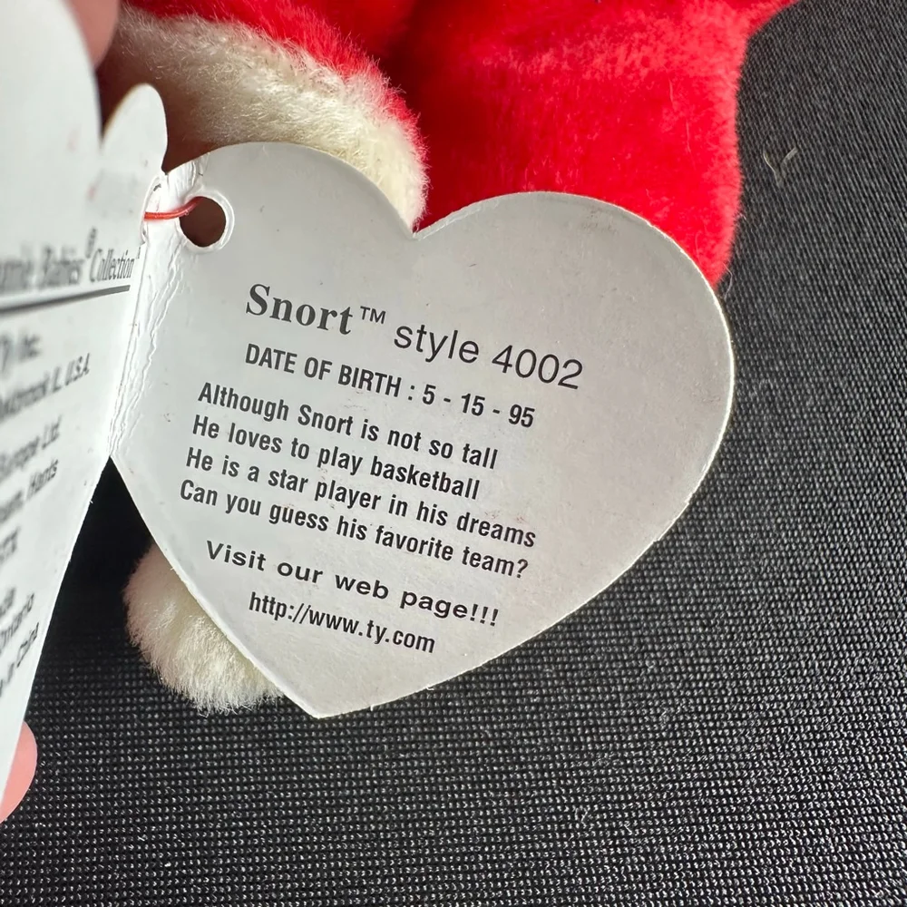 Baby Ty Snort Red Bull Stuffed Animal